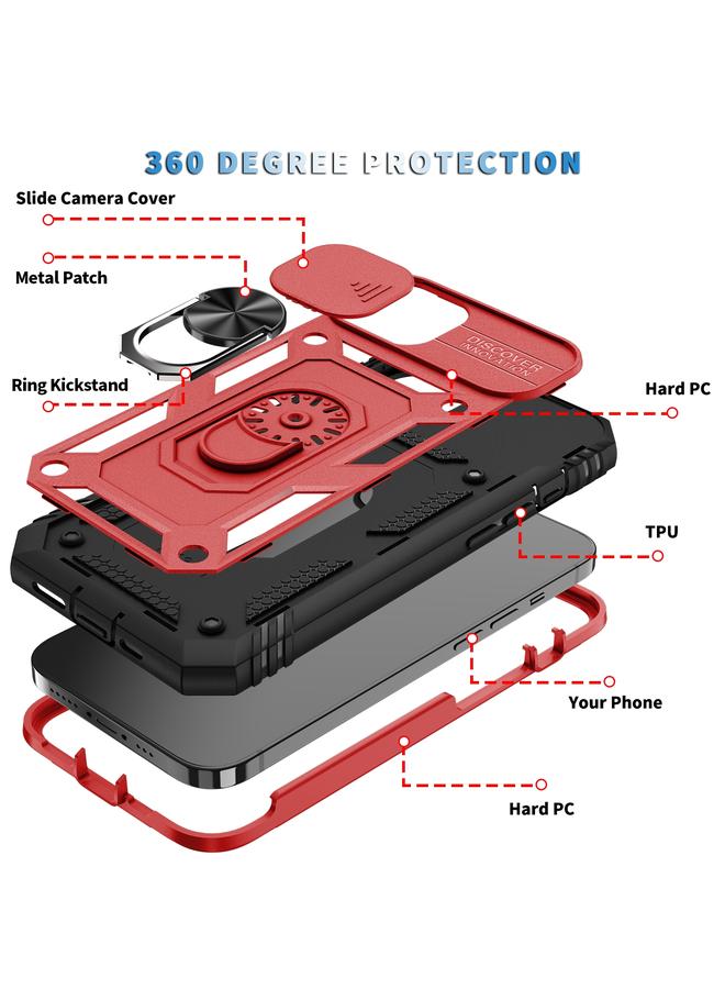 S-TOP Case For iPhone 13 mini Sliding Camera Cover Design TPU + PC Protective Case with 360 Degree Rotating Holder & Card Slot - Image 5