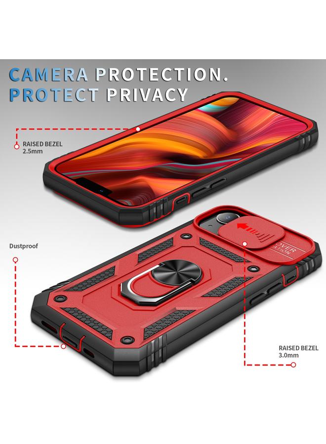 S-TOP Case For iPhone 13 mini Sliding Camera Cover Design TPU + PC Protective Case with 360 Degree Rotating Holder & Card Slot - Image 3