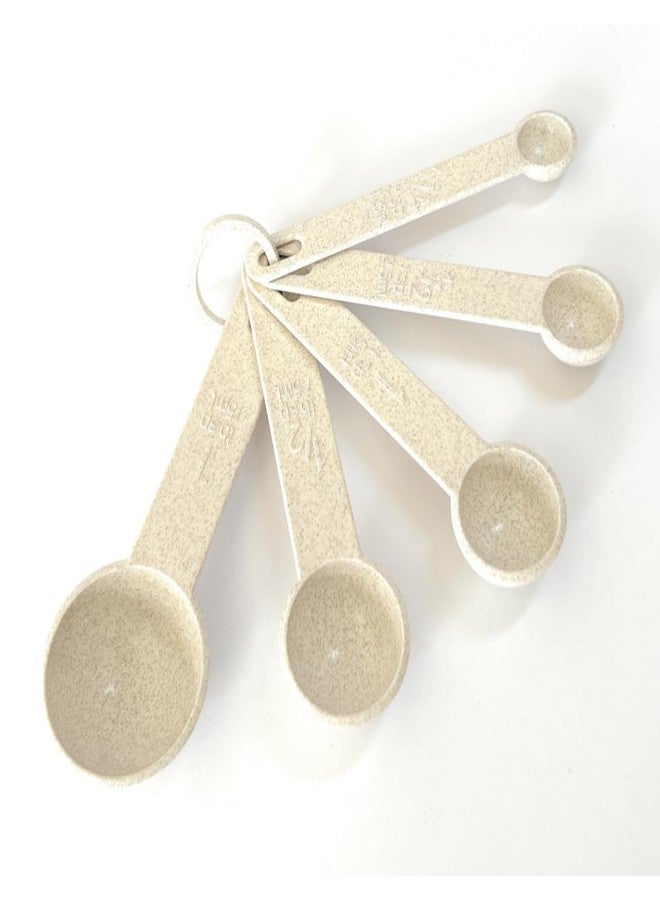 GODAGE 10 pcs Wheat Straw Measuring Cups and Spoons Set, Made of Natural Wheat Straw Fiber and Food Grade PP Material, BPA Free, Stackable, Microwave, Freezer and Dishwasher Safe, Cream Color - Image 3