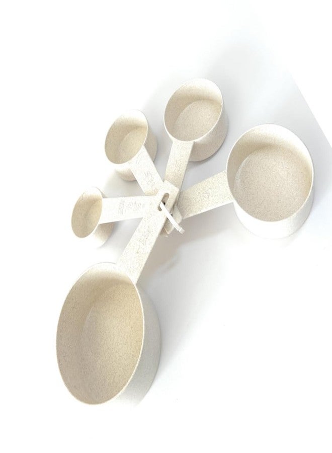 GODAGE 10 pcs Wheat Straw Measuring Cups and Spoons Set, Made of Natural Wheat Straw Fiber and Food Grade PP Material, BPA Free, Stackable, Microwave, Freezer and Dishwasher Safe, Cream Color - Image 2