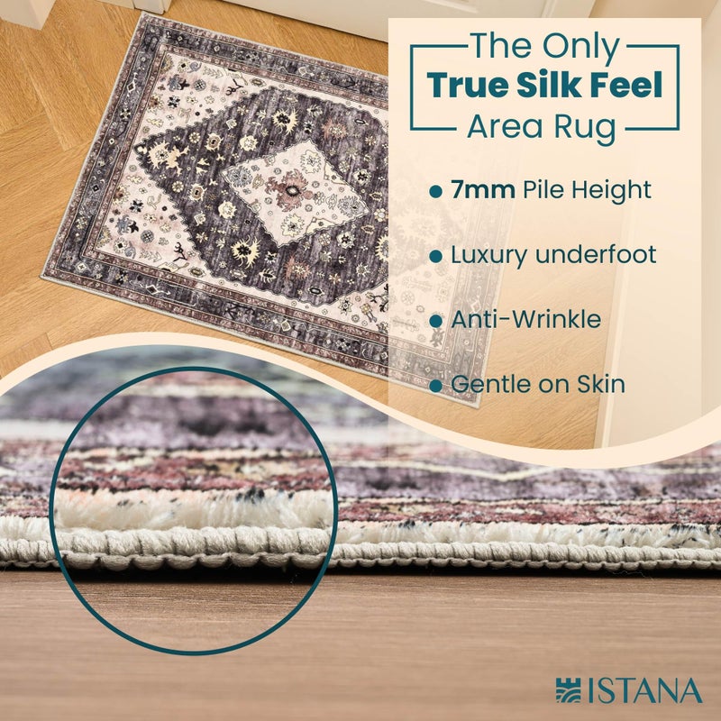 Istana 2x3 Rug - Grey Beige Bedroom Rug - Kid & Pet Friendly 2x3 Washable Rug Non Slip - Non Shedding Rubber Backed Rugs 2x3 - Foldable 2x3 Entry Rug - Eco Friendly Materials for Small Rugs 2x3 - Image 4
