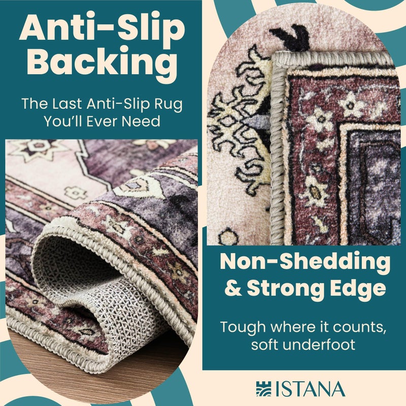 Istana 2x3 Rug - Grey Beige Bedroom Rug - Kid & Pet Friendly 2x3 Washable Rug Non Slip - Non Shedding Rubber Backed Rugs 2x3 - Foldable 2x3 Entry Rug - Eco Friendly Materials for Small Rugs 2x3 - Image 3