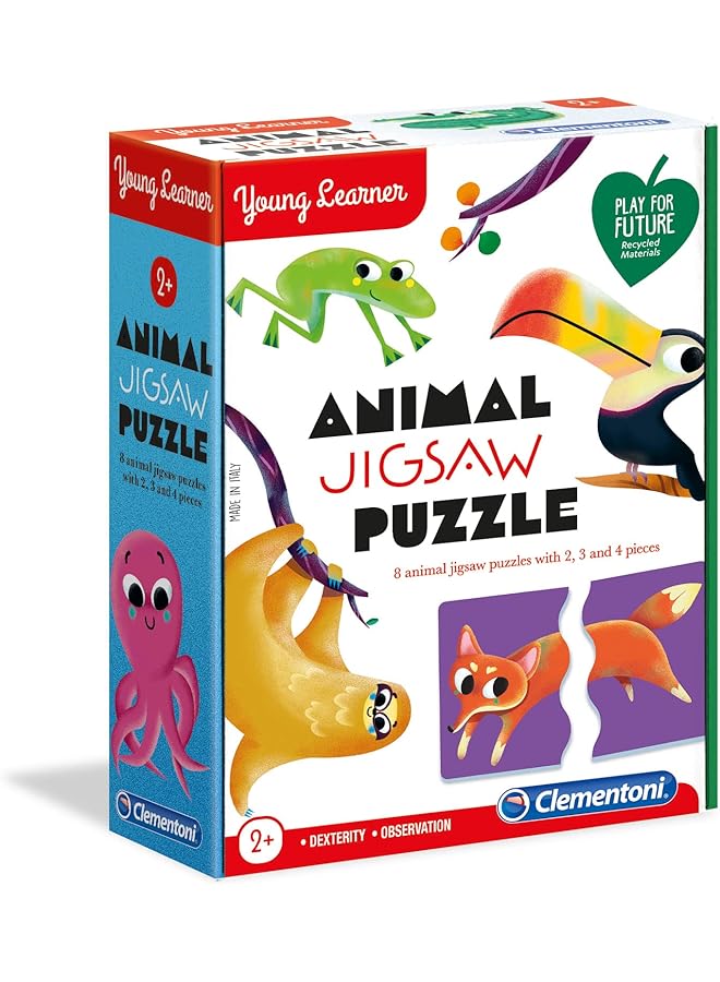 كلمينتوني 8 ألغاز تركيب صور حيوانات 2 و3 و4 قطع للمتعلمين الصغار للأعمار من عامين فما فوق - Image 1