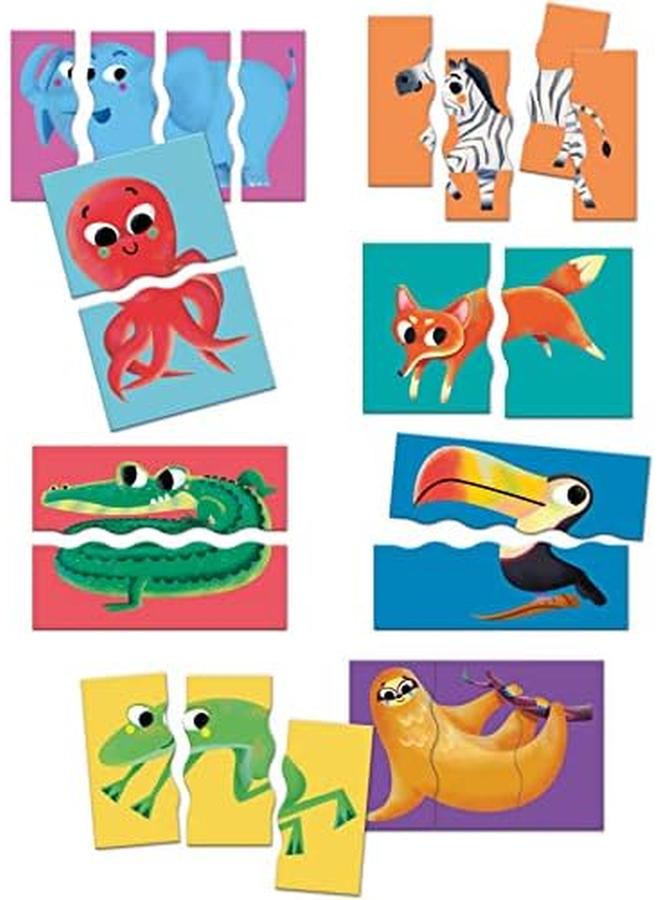 كلمينتوني 8 ألغاز تركيب صور حيوانات 2 و3 و4 قطع للمتعلمين الصغار للأعمار من عامين فما فوق - Image 2