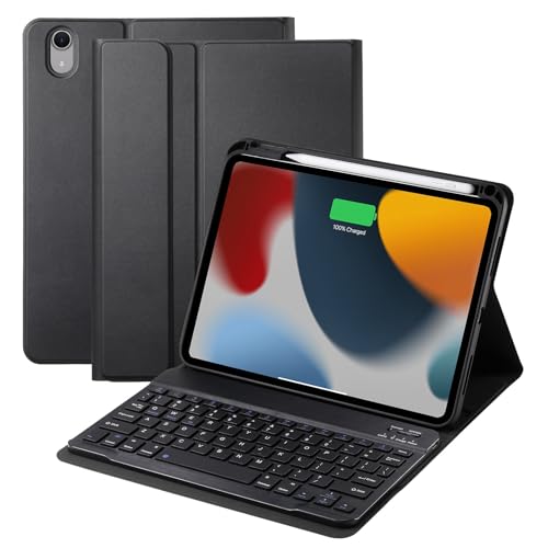 Waiktyne Keyboard Case for iPad A16 2025 11th Generation/ iPad 10th Gen 10.9'' 2022 Case with Keyboard, Smart Folio Cover with Pencil Holder, Slim Rechargeable Magnetic Bluetooth keyboard Detachable (Black) - Image 1