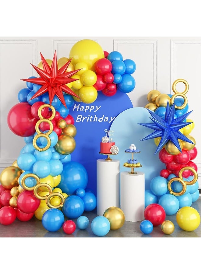 Sowide Balloon Arch Kit, Red Blue Yellow Balloons Garland Kit with Explosion Star Foil Balloons for Cartoon Hedgehog Carnival Circus Theme Birthday Party Baby Shower Decorations - Image 3