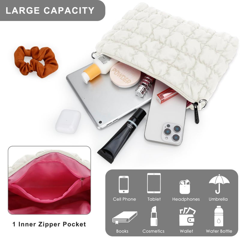 E-Tree Quilted Crossbody Bags for Women Men, Puffer Handbag Purse with Shoulder Strap (Ivory) - Image 4