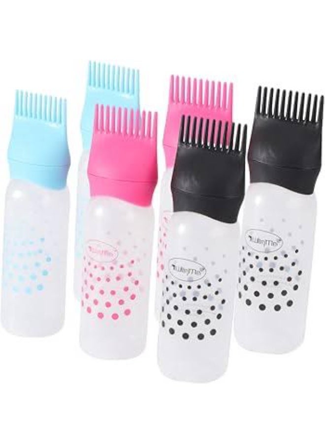 زجاجة تطبيق مشط الجذور - زجاجة تطبيق سعة 6 أونصات لصبغة الشعر وزيت الشعر مع مقياس متدرج - للاستخدام في الصالون والمنزل (قطعة واحدة) بألوان متنوعة HCDB1 - Image 1