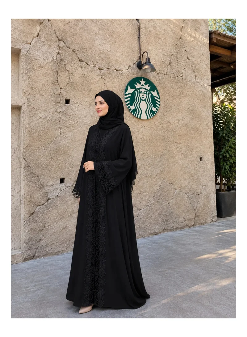 Ophelia Al Zahra 3-Piece Open Abaya Set with Inner Dress & Matching Hijab