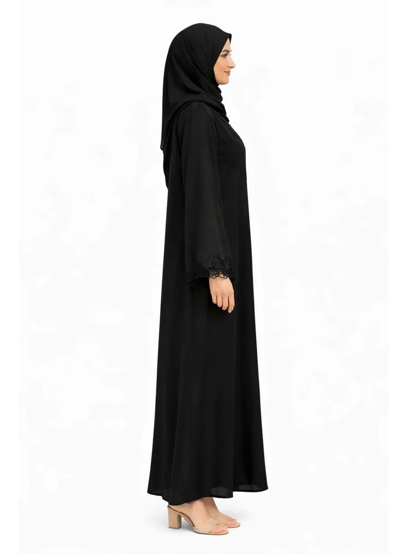 Ophelia Al Zahra 3-Piece Open Abaya Set with Inner Dress & Matching Hijab