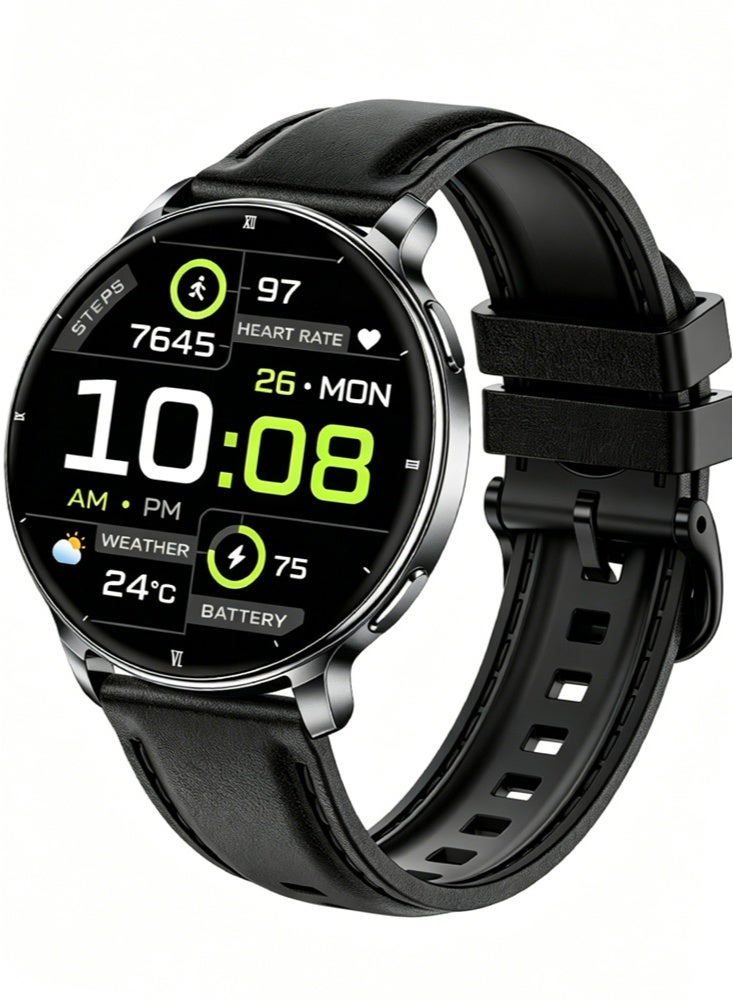 Ultra-thin Business Smart Watch for Men and Ladies, 1.32" AMOLED Ultra-Clear Screen Business Sports Fitness Tracker with HeartRate/Sleep Monitor,flashlight,Bluetooth Answer/Make Calls,IP68 Waterproof,240mAh battery Fashion Smartwatch for Android/IOS