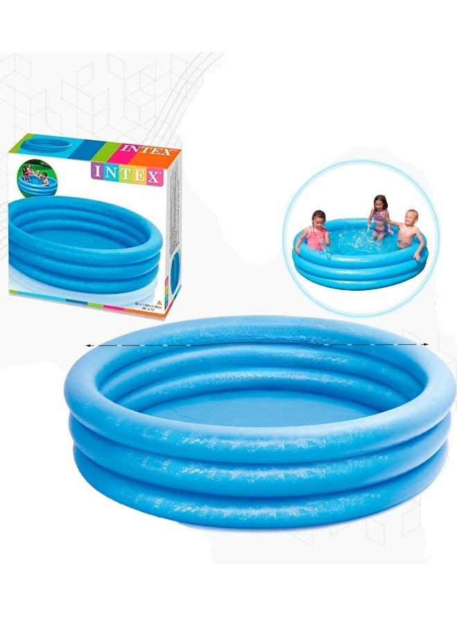 INTEX 3 Ring Portable Inflatable Lightweight Compact Circular Swimming Pool 168x38cm, Blue
