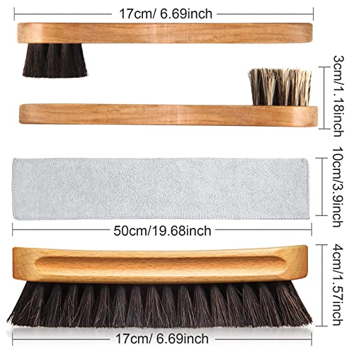 ZJoey 4 Pcs Horsehair Shine Shoes Brush Kit Polish Dauber Applicators Cleaning Leather Shoes Boots Care Brushes Suede Cleaner Brush with Microfiber Shoe Cloth(4 Pcs Style B) - Image 3