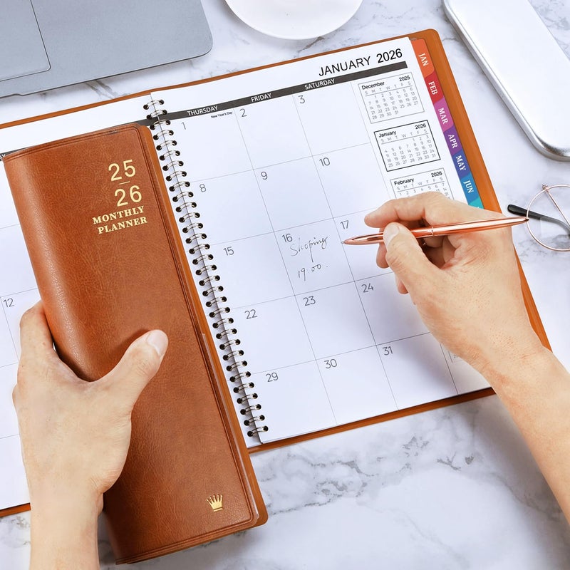 MaaIbok مخطط شهري 2026 - تقويم/مخطط 2026 لمدة 12 شهرًا مع جلد صناعي، 8.86" × 11.4"، يناير 2026 - ديسمبر 2026، 15 صفحة ملاحظات، تجليد مزدوج قوي، جيب، علامات شهرية، منظم مثالي - Image 2