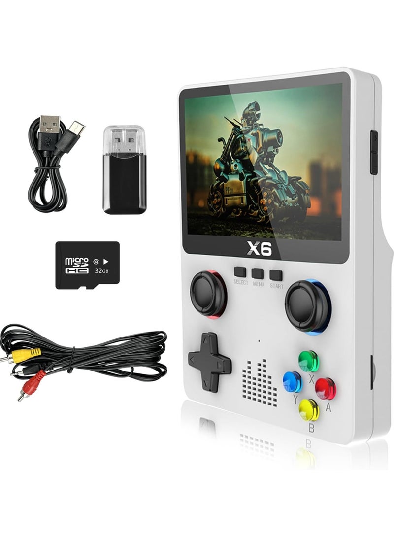 TIGER Handheld Retro Gaming Console with 32G TF Card – 10000 Built-in Games, 11 Emulators Supported, 3.5-inch IPS OCA Full Lamination Colour Screen, Portable Gaming (X6 White) - Image 1