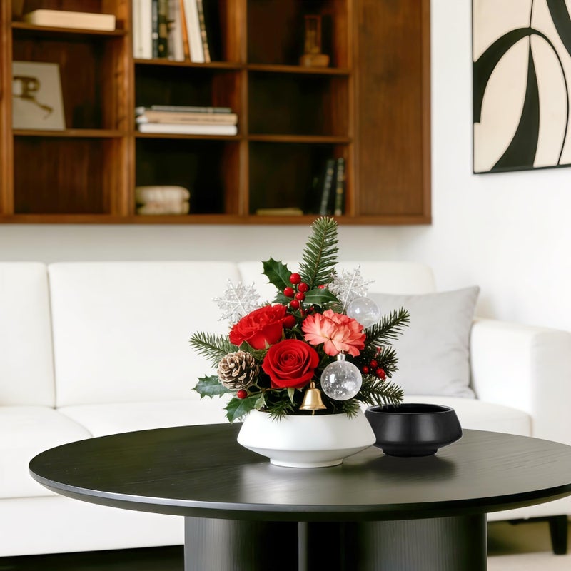 Eggone Ceramic Flower Pot Flower Arrangement Set Japanese Ikebana Floral Art Supplies Handmade Flower Bowl Decorative Flower Vase for Centerpieces (Small Black) - Image 2