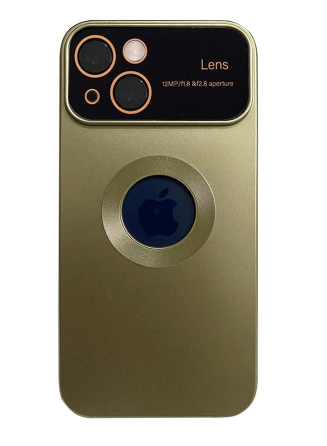 iPhone 14 Case Metallic Color Silicone Cover With Camera Lens Protector For iPhone 14 - Gold  - Image 1