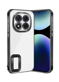 Wtech Xiaomi Redmi Note 14 Pro 5G 2024 PU Luxury Plating Raised Lips Camera Hole Case Cover - Clear/Black  - Image 1