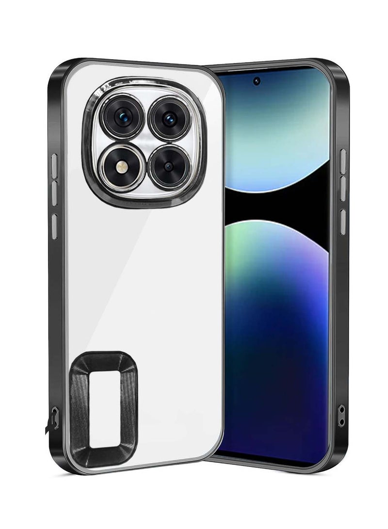 Wtech Xiaomi Redmi Note 14 Pro 5G 2024 PU Luxury Plating Raised Lips Camera Hole Case Cover - Clear/Black - Image 1