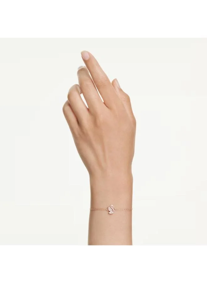 SWAROVSKI Swan White Crystal Rose Gold Tone Plated Bracelet