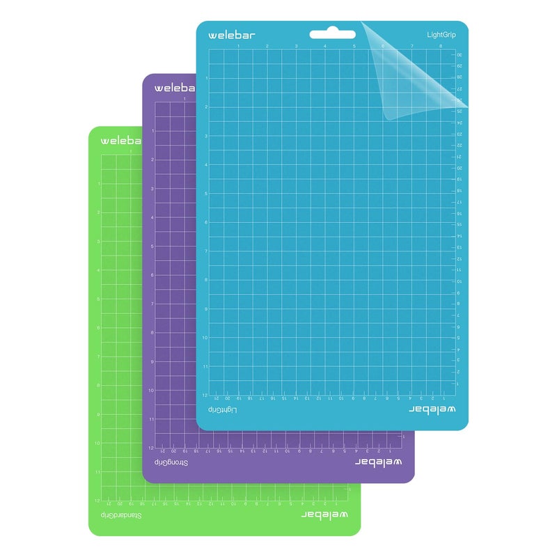 Welebar 85x12 Cutting Mats Compatible with Cricut Joy Xtra Variety AdhesiveStandardGripLightGripStrongGrip3 Mats Sticky NonSlip Cut Mat for Sewing Quilting Crafts