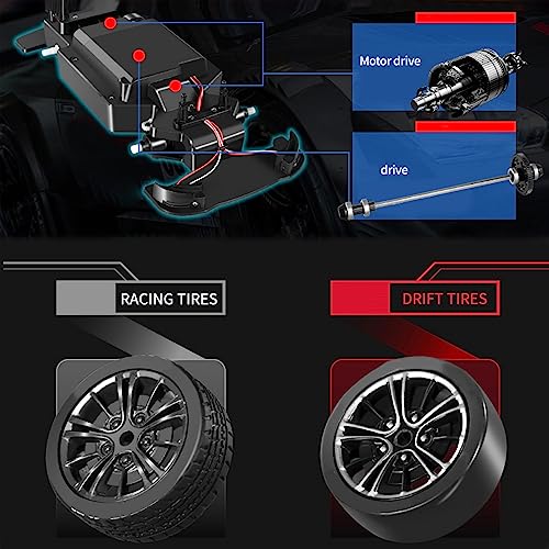 GoolRC RC Drift Car, 1:16 Scale 4WD 40KM/H High Speed RC Racing Car, 2.4GHz Electric Sport Drifting with Headlight, Drifting & Racing Tires for Adults (Black) - Image 4