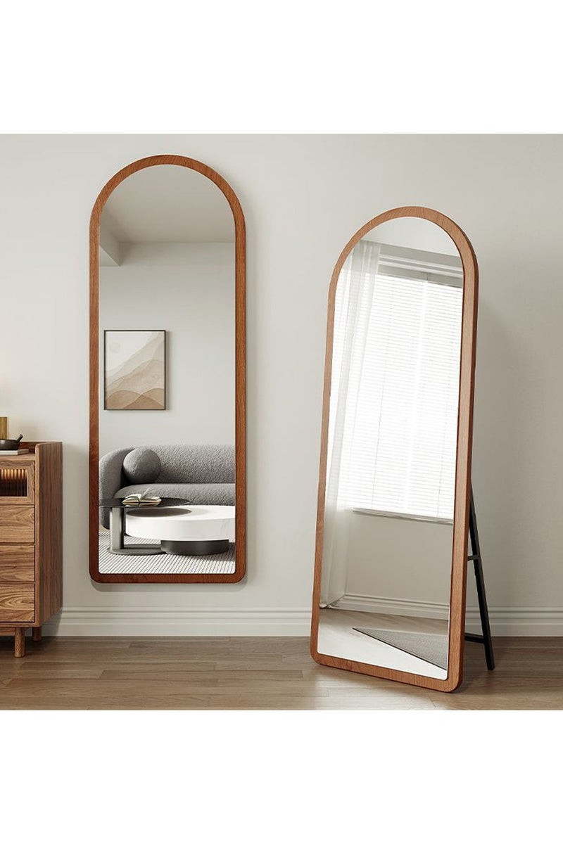VPARTY 160x60CM Arched Floor Mirror Full Length Mirror, Large Floor Mirrors with Stand Wooden Floor Mirror Leaning/Hanging Full Body Mirror for Bedroom Living Room - Image 1