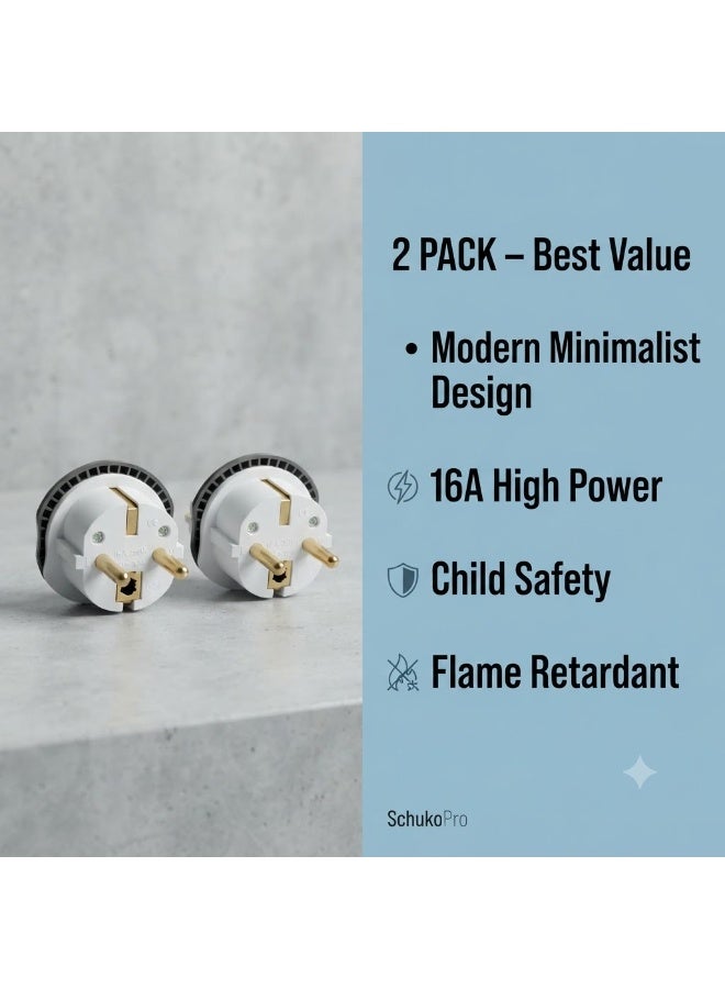 ADAK European Plug Adapter 2 Pack, US UK UAE AU CN to EU Plug Adapter Type E/F, Travel Adapter for Europe, Germany France Spain Italy, Universal European Power Plug Converter, 16A 250V Safety Adapter - Image 2