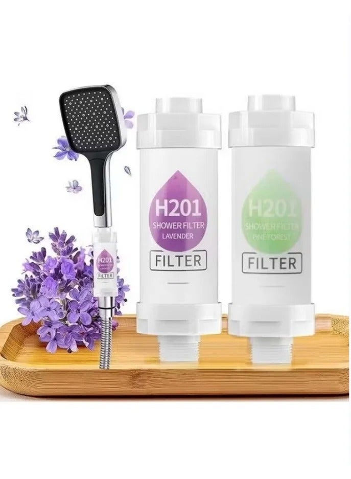 2-Pack Vitamin C Shower Filters, Shower Head Filters, Removes Chlorine and Fluoride Deposits, Beaded Water Purifier, Helps Improve Dry Skin and Hair Loss, Easy to Install (Lavender + Jasmine) - Image 1