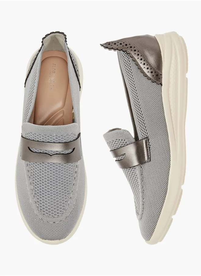 فلورا بيلا من شو إكسبرس Women's Textured Slip-On Loafers with Cutout Detail