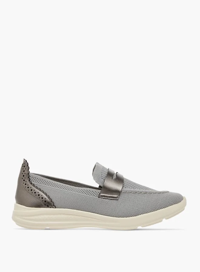 Flora Bella By Shoexpress Women's Textured Slip-On Loafers with Cutout Detail