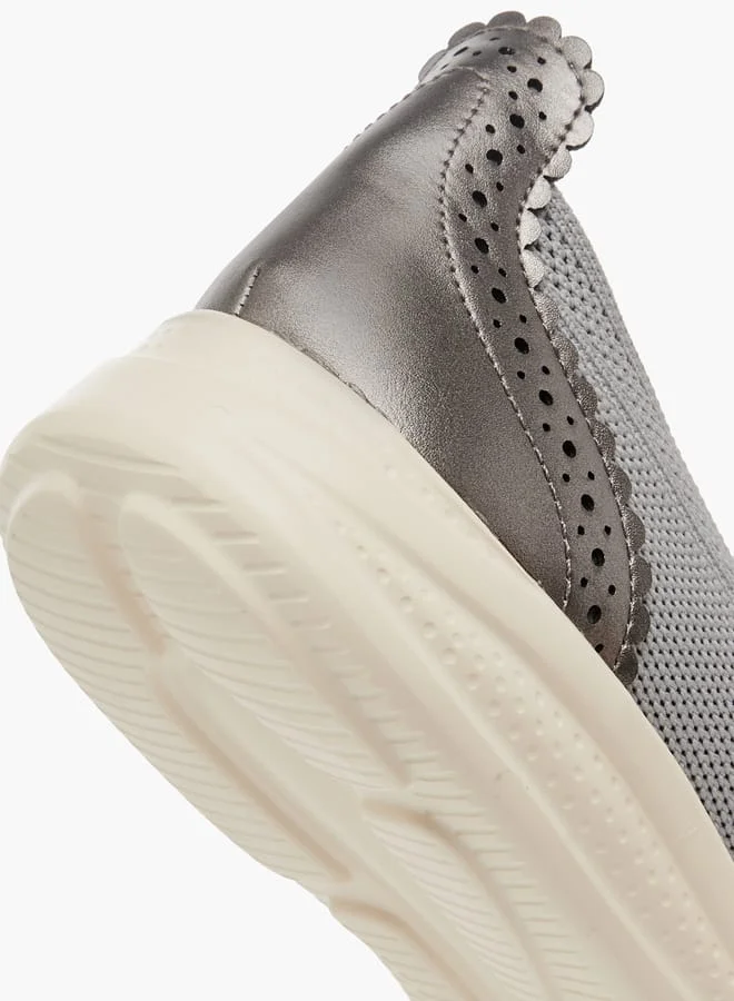 Flora Bella By Shoexpress Women's Textured Slip-On Loafers with Cutout Detail
