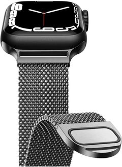 Generic Magnetic Metal Band Compatible with Apple Watch 45mm, Stainless Steel Mesh Loop Strap with Magnetic Clasp for iWatch SE/7 Black 