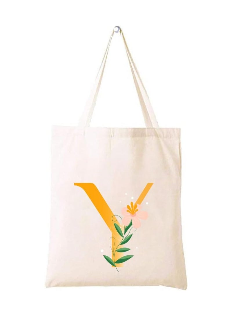 برينت شوب فور مي حقيبة حمل قطنية من القماش مطبوعة بأحرف أولية لفكرة هدية للنساء في الحفلات وحقيبة هدايا قطنية، حقيبة قابلة لإعادة الاستخدام - Image 1