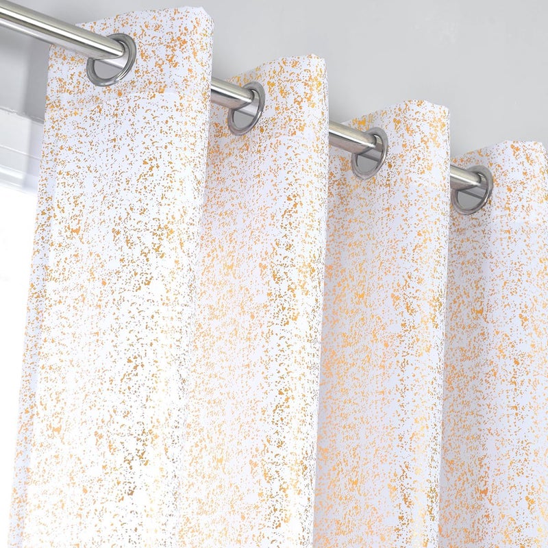 TERLYTEX White and Gold Curtains 95 Inch Length, Metallic Gold Foil Shimmer Curtains 2 Panels Set for Living Room, Grommet Privacy Semi-Sheer Curtain Panels, 52 x 95 Inch, Gold White - Image 3