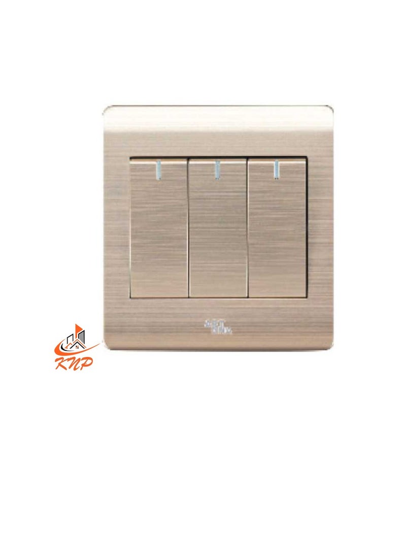KNP 16A 3 Gang 1 Way switch - Gold  - Image 3