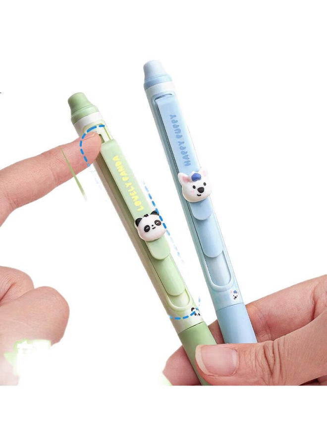 Kaba Bear Kabaxiong Cute Animal Theme Erasable Gel Pens, Black, 0.5Mm, Soft Grip, Thermal Sensitive, Set Of 4 For Elementary School Students - Image 2