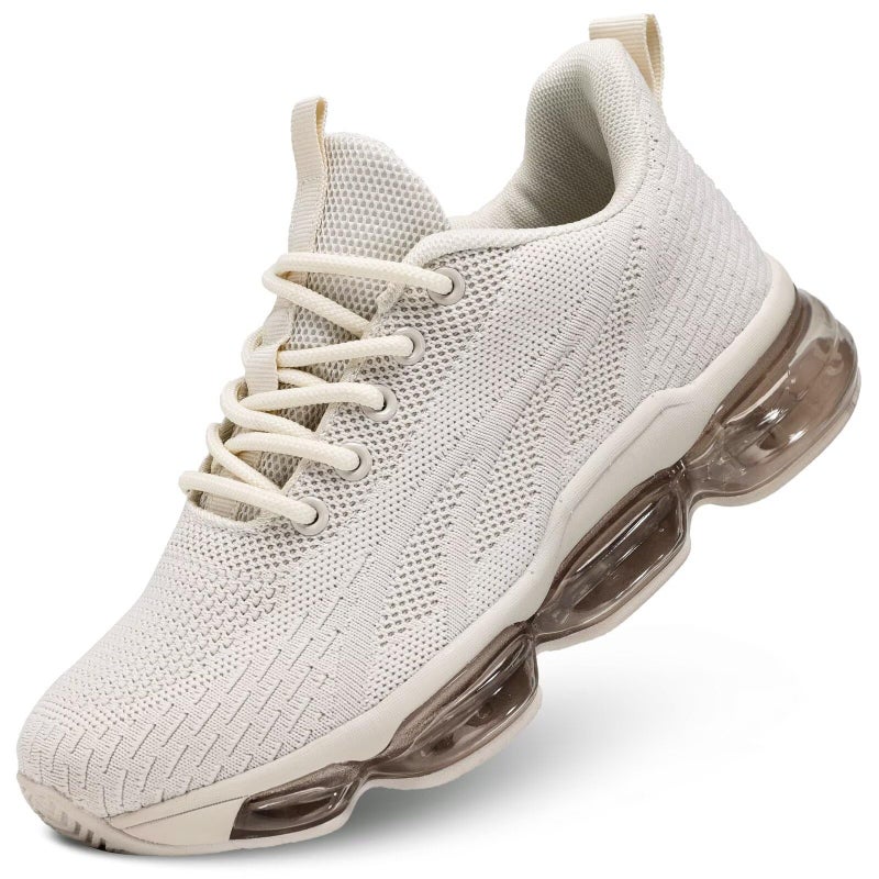 Kapsen Womens Walking Shoes Casual Non Slip Air Running Breathable Mesh Workout Gym Tennis Sneakers Soft Sole Zapatos Beige - Image 1