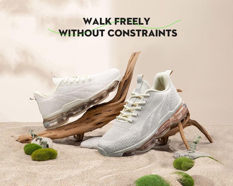 Kapsen Womens Walking Shoes Casual Non Slip Air Running Breathable Mesh Workout Gym Tennis Sneakers Soft Sole Zapatos Beige - Image 4