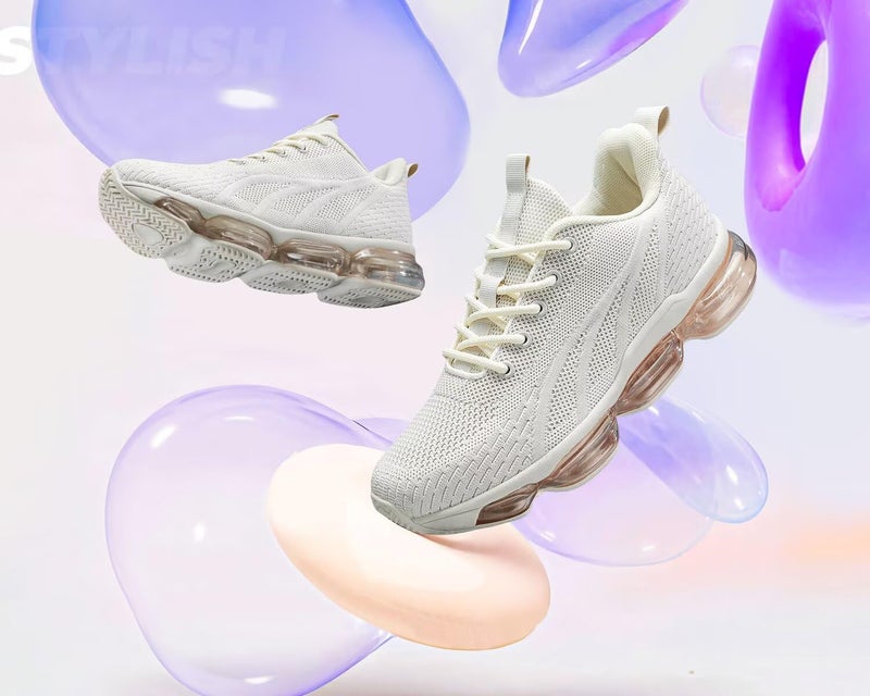 Kapsen Womens Walking Shoes Casual Non Slip Air Running Breathable Mesh Workout Gym Tennis Sneakers Soft Sole Zapatos Beige - Image 3