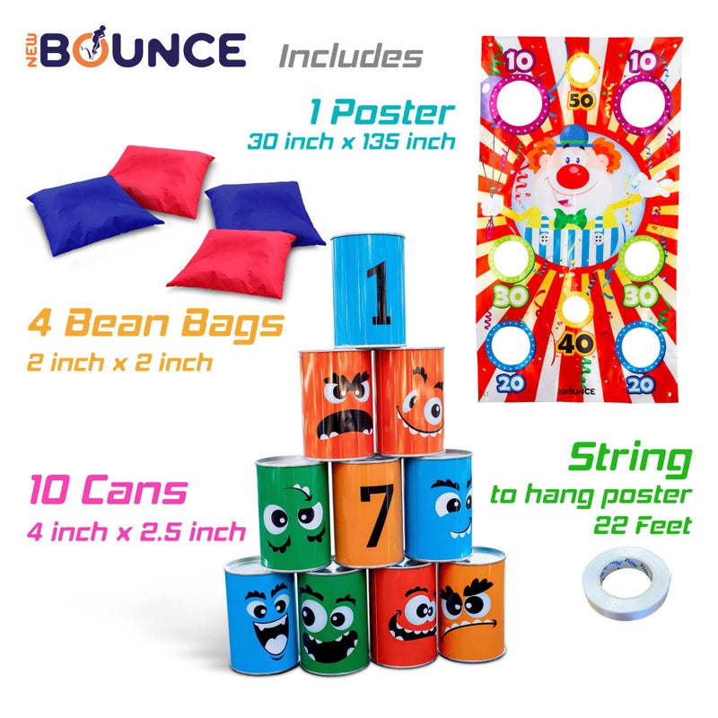New Bounce New-Bounce Bean Bag Can Toss Games - Carnival Outdoor Games for Kids and Adults - 2 in 1 Family Party Game Set Multicolored - Image 2