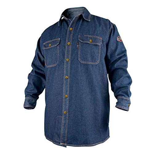 Black Stallion mens Long Sleeve Denim FR work shirt Denim Large US
