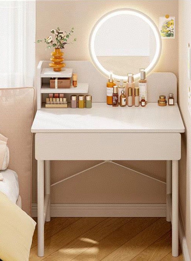 JCB CHIC Makeup Vanity Table, Dressing Table With 3 Modes Adjustable Lighted Mirror ,1 Drawer Makeup Storage Cabinet Small Vanity Tablle for Bedroom(60×40×126CM） - Image 1