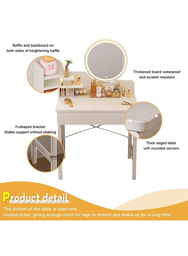 JCB CHIC Makeup Vanity Table, Dressing Table With 3 Modes Adjustable Lighted Mirror ,1 Drawer Makeup Storage Cabinet Small Vanity Tablle for Bedroom(60×40×126CM） - Image 3