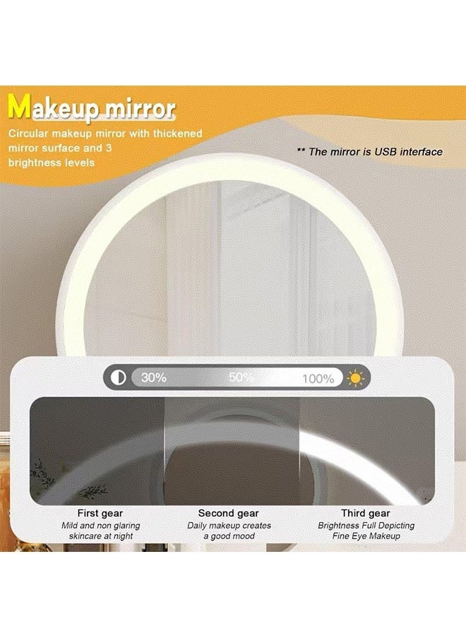 JCB CHIC Makeup Vanity Table, Dressing Table With 3 Modes Adjustable Lighted Mirror ,1 Drawer Makeup Storage Cabinet Small Vanity Tablle for Bedroom(60×40×126CM） - Image 4