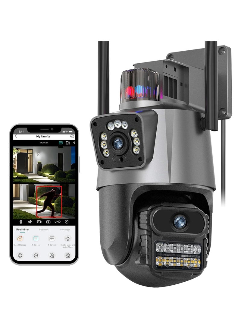 4K Security Camera Outdoor, Dual Lens PTZ Wireless Outside Cameras for Home Security, IP66 Waterproof, AI Tracking, Light Alarm, Color Night, 2-Way Talk, 24/7 Record,SD/Cloud - Image 1