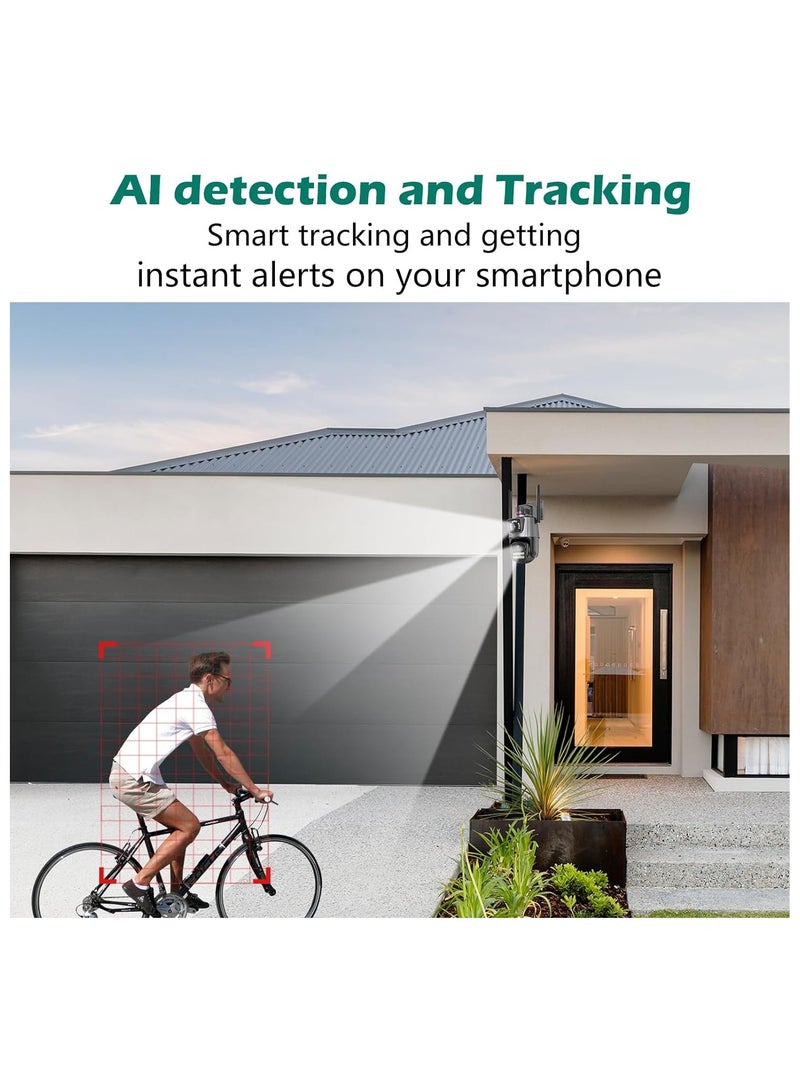 4K Security Camera Outdoor, Dual Lens PTZ Wireless Outside Cameras for Home Security, IP66 Waterproof, AI Tracking, Light Alarm, Color Night, 2-Way Talk, 24/7 Record,SD/Cloud - Image 5