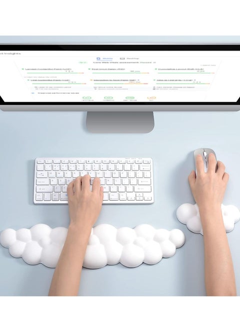 Keyboard Wrist Rest Pad White Cloud Shape Wrist Support Reduce Wrist Pain Non-slip Ergonomic for Computer Laptop Office Home Keyboard not Included
