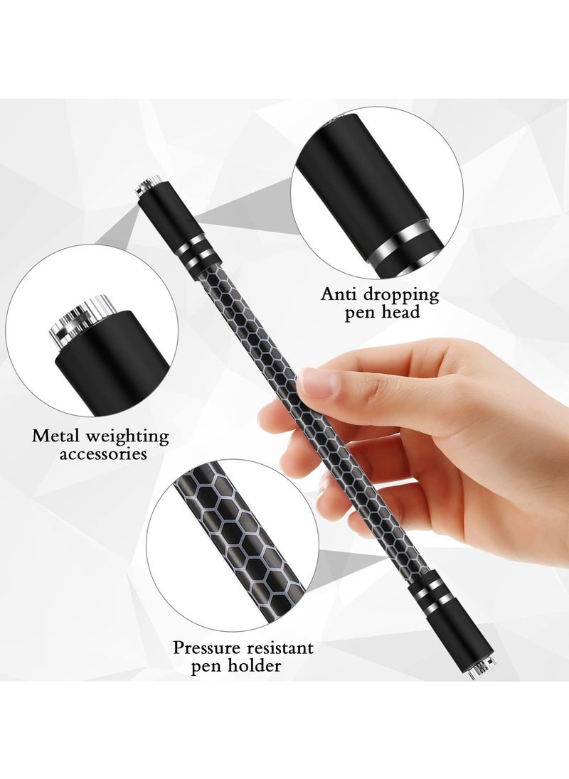 SYOSI Spinning Rotating Pen, 2 Pieces LED Rolling Finger Rotating Pen Anti Slip Coating Spinning Pen Spinning Ballpoint Pen for Student Entertainment, Unable to Write (Black & Silver)  - Image 2