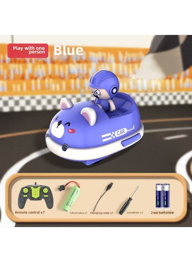 Mini Parent-Child Remote Control Bumper Car Toy Boy Birthday Gift Double Battle Bike Drift Electric Kart-Color:Blue [bag]-Scale:Play [one Car With Dual Batteries]  - Image 1